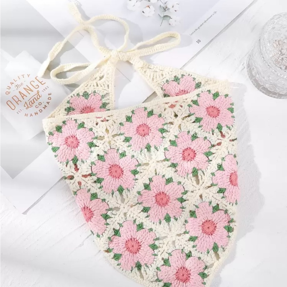 NWT Floral Crochet Bandana